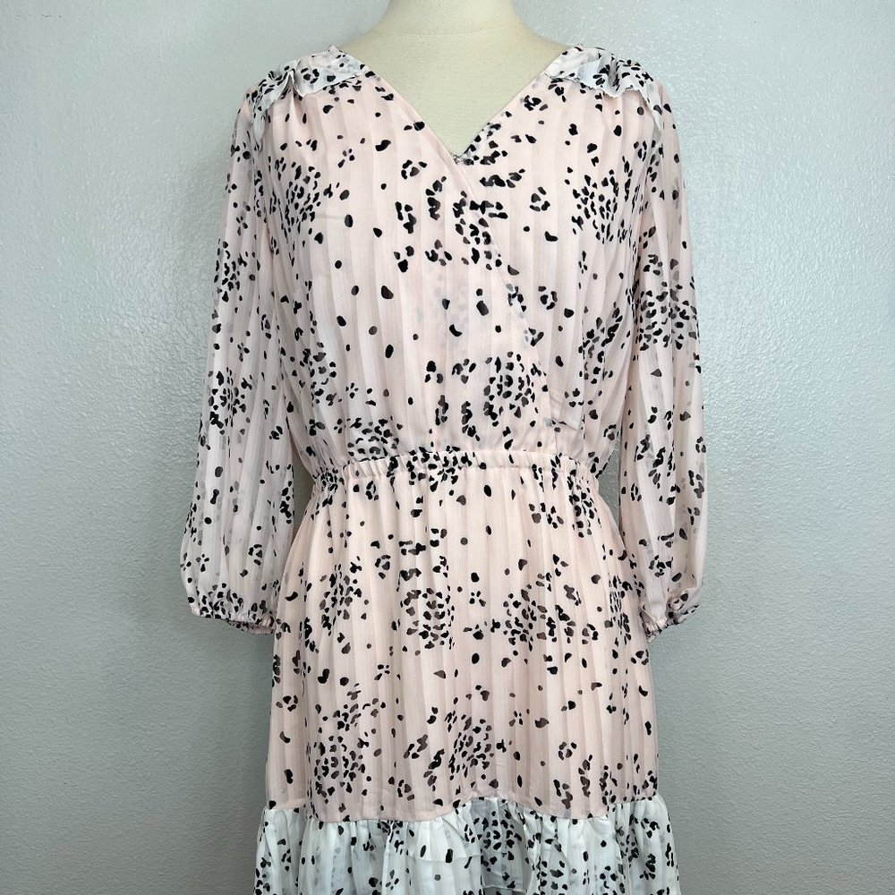 Anthropologie Nanette Lepore Peasant Sleeve Patterned Dress Bohemian Dress Sz 14